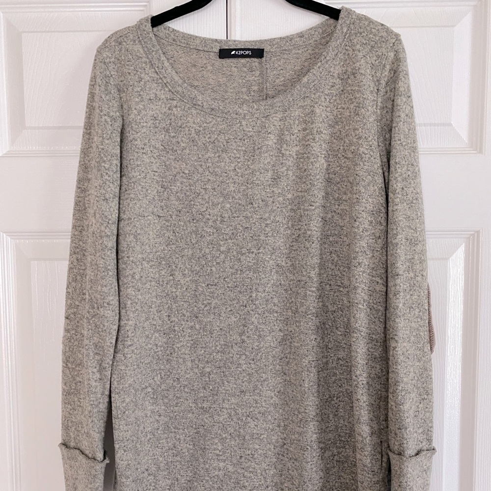 Grey sweater with elbow patches